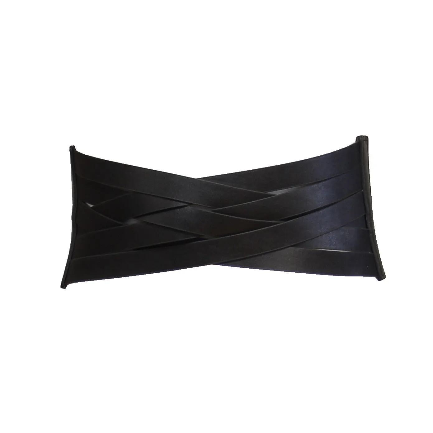 12cm Black Interlaced Criss Cross Elasticated Waist Belt with Press Button Closure