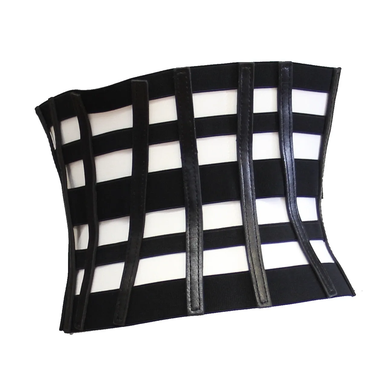 19cm Black Cage Effect Elasticated Waist Belt with Zip Closure