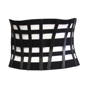 19cm Black Cage Effect Elasticated Waist Belt with Zip Closure