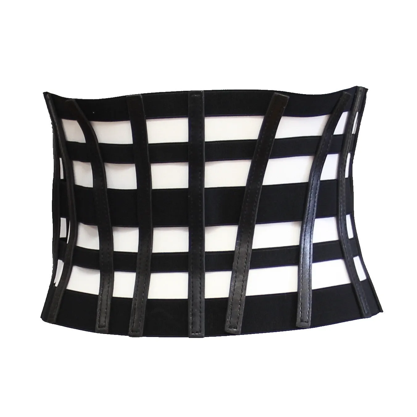 19cm Black Cage Effect Elasticated Waist Belt with Zip Closure