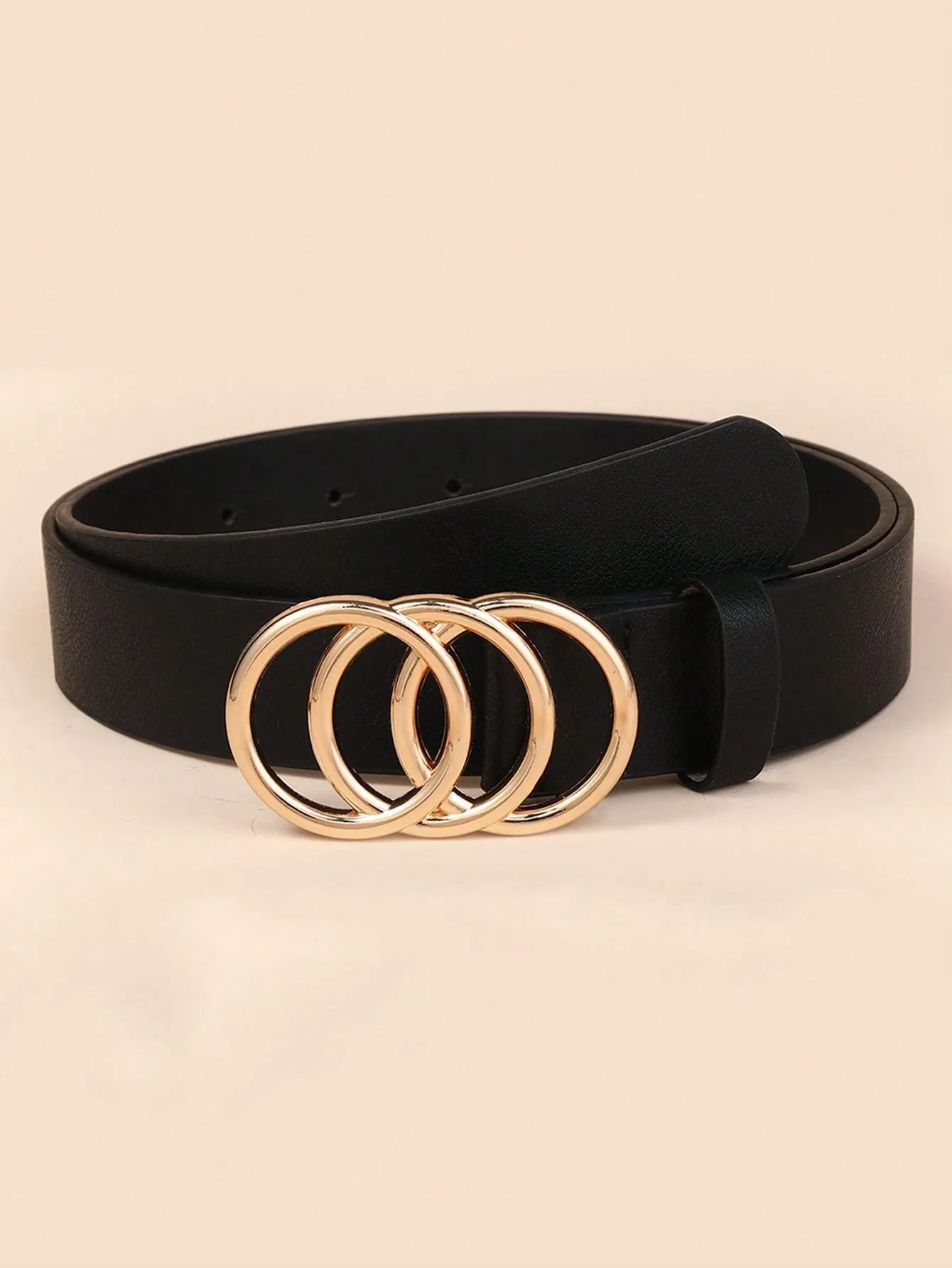 1pc Pu Three-Ring Belt With Alloy Buckle Decor For Women, Trendy All-Match Belt