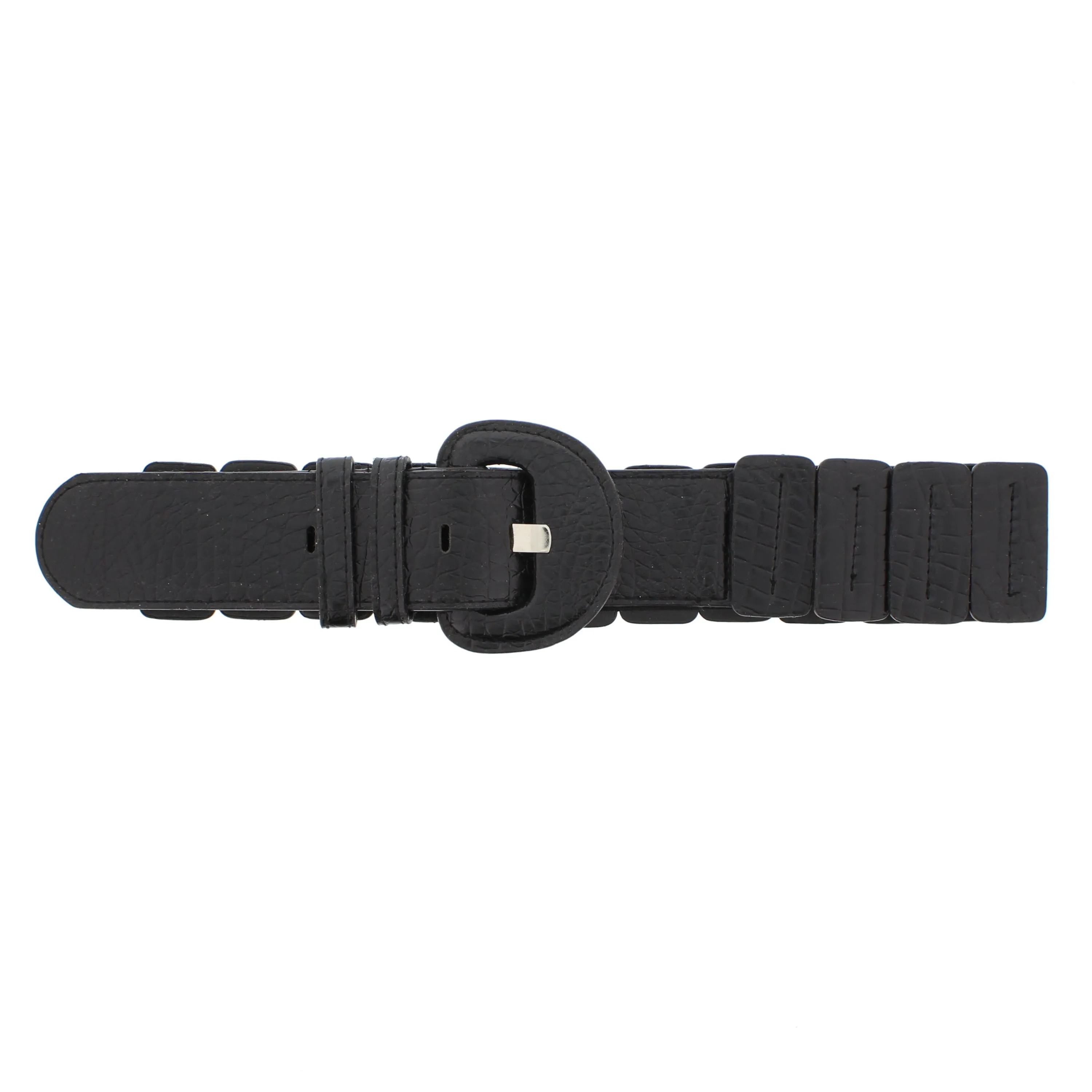 5.1cm Black Crocodile Skin Effect Elasticated Waist Belt