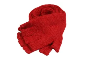 Alpaca long fingerless gloves - red