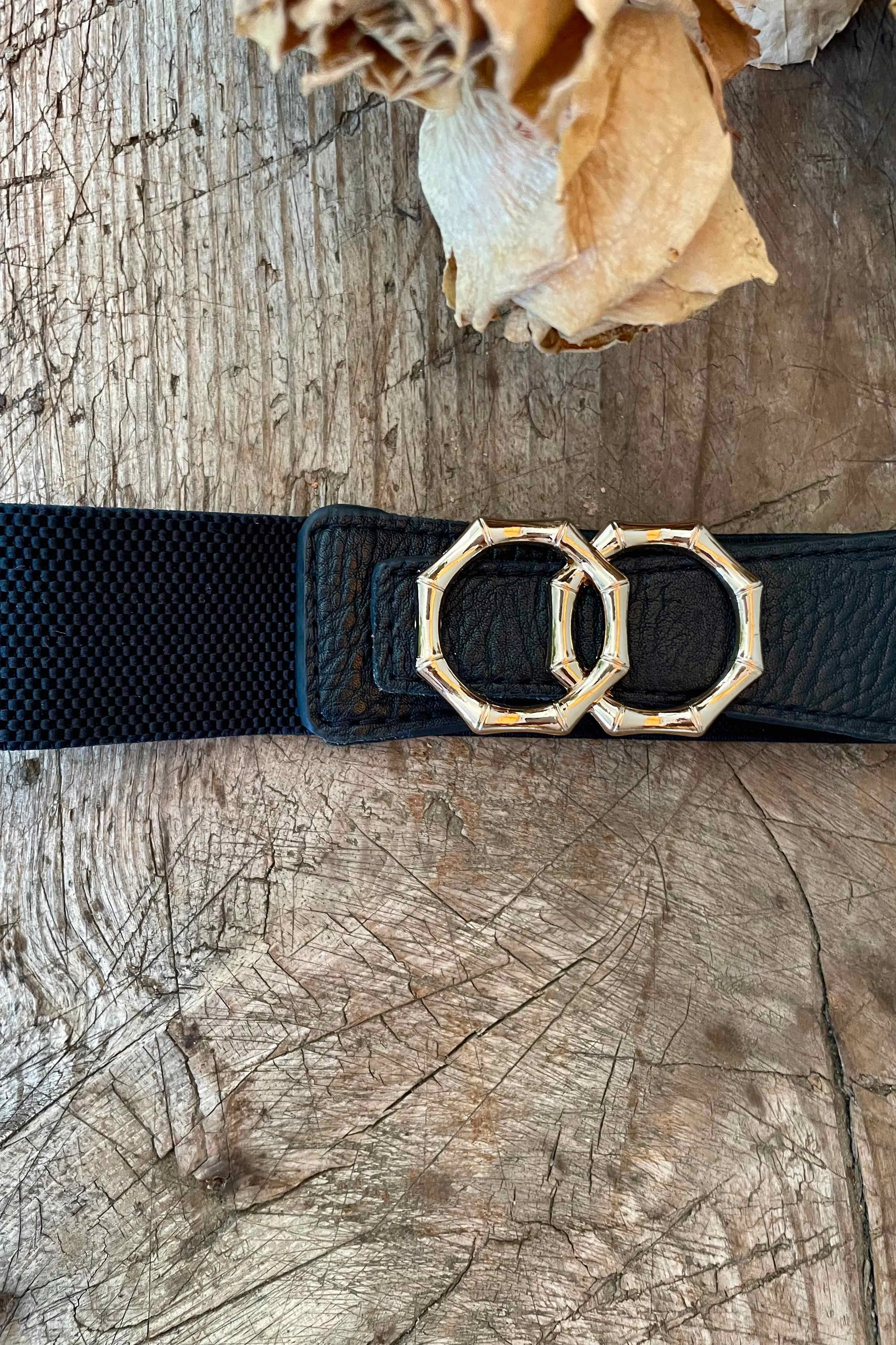 Arianna Stretch belt - Black/Gold