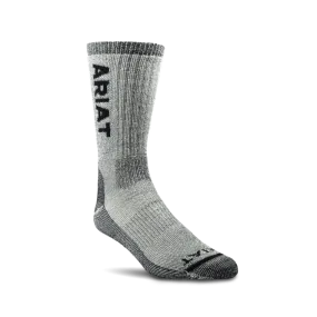 Ariat® Men's Midweight Merino SteelToe Crew Black Logo Socks AR2187-002