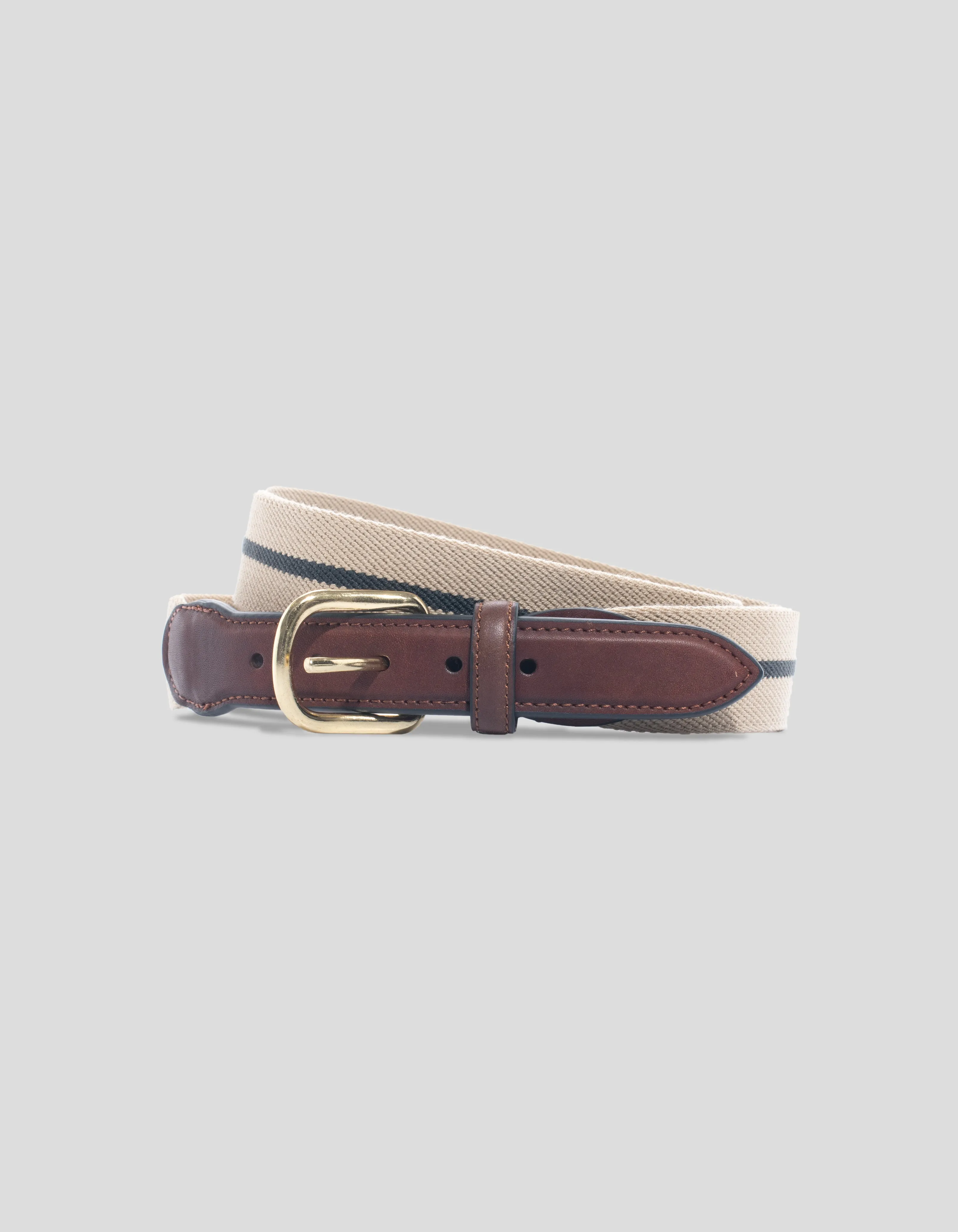 BELGAIN STRETCH BELT - TAN/DARK GREEN