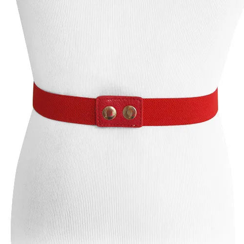 Berry Red Leather and Elastic Stretch Belt