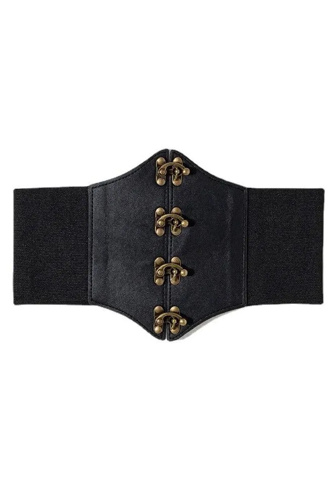 Black Corset Style Waist Belt with C-Lock Fastening