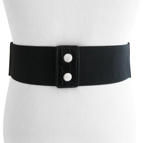 Black Rhinestone Braided Patterned Stretch Belt