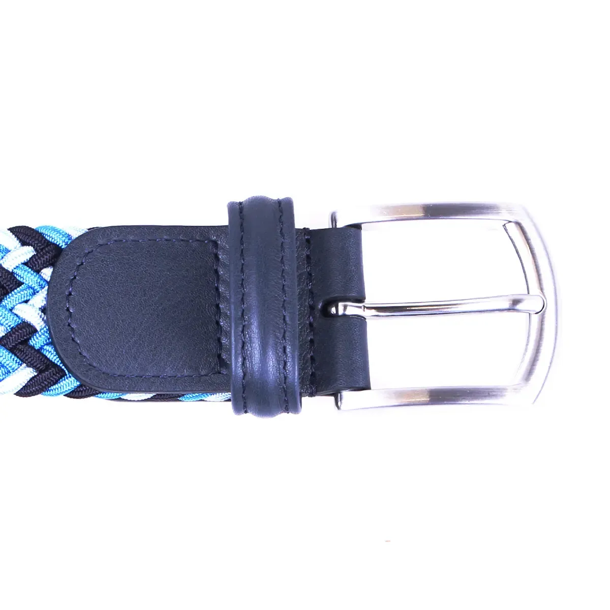 Blue Woven Textile Stretch Belt