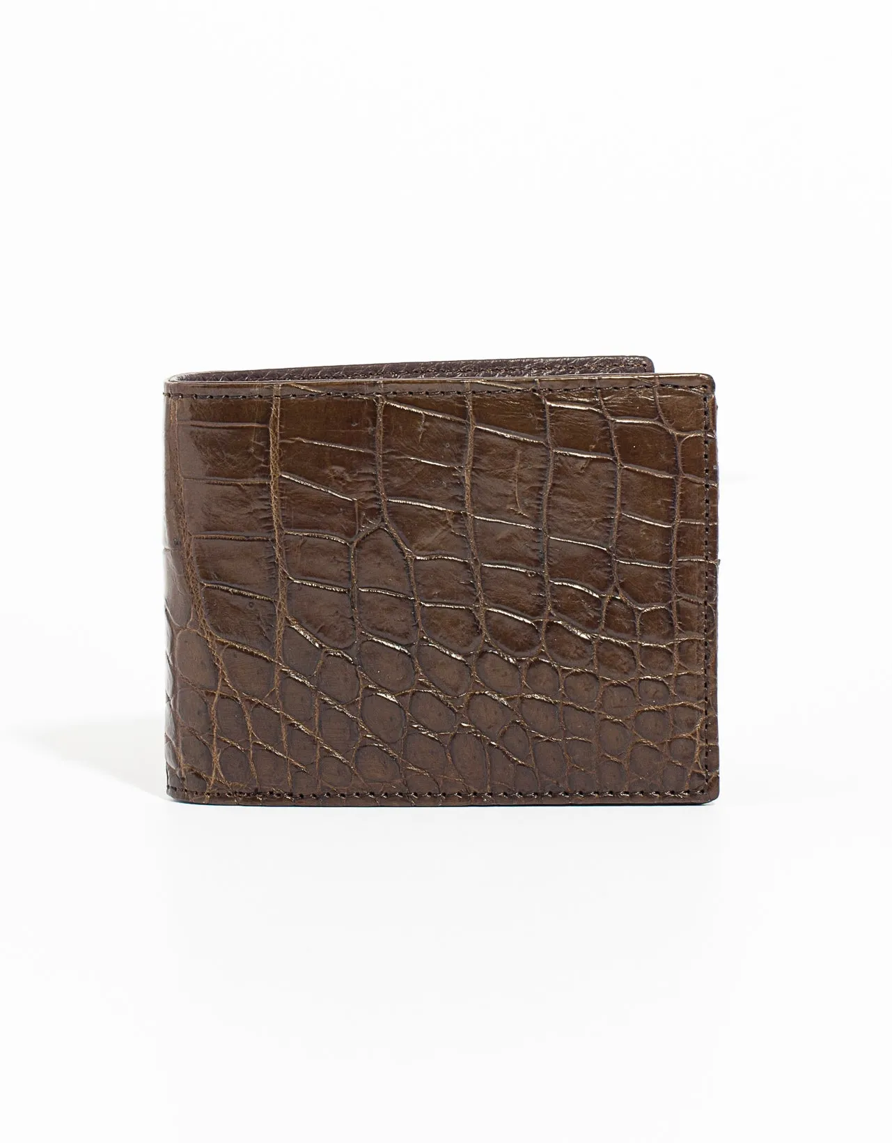 BROWN CROCODILE BIFOLD WALLET