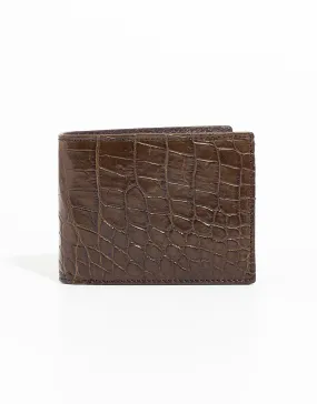 BROWN CROCODILE BIFOLD WALLET