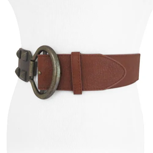 Camel Color Studded Wide Stretch Belt for Women