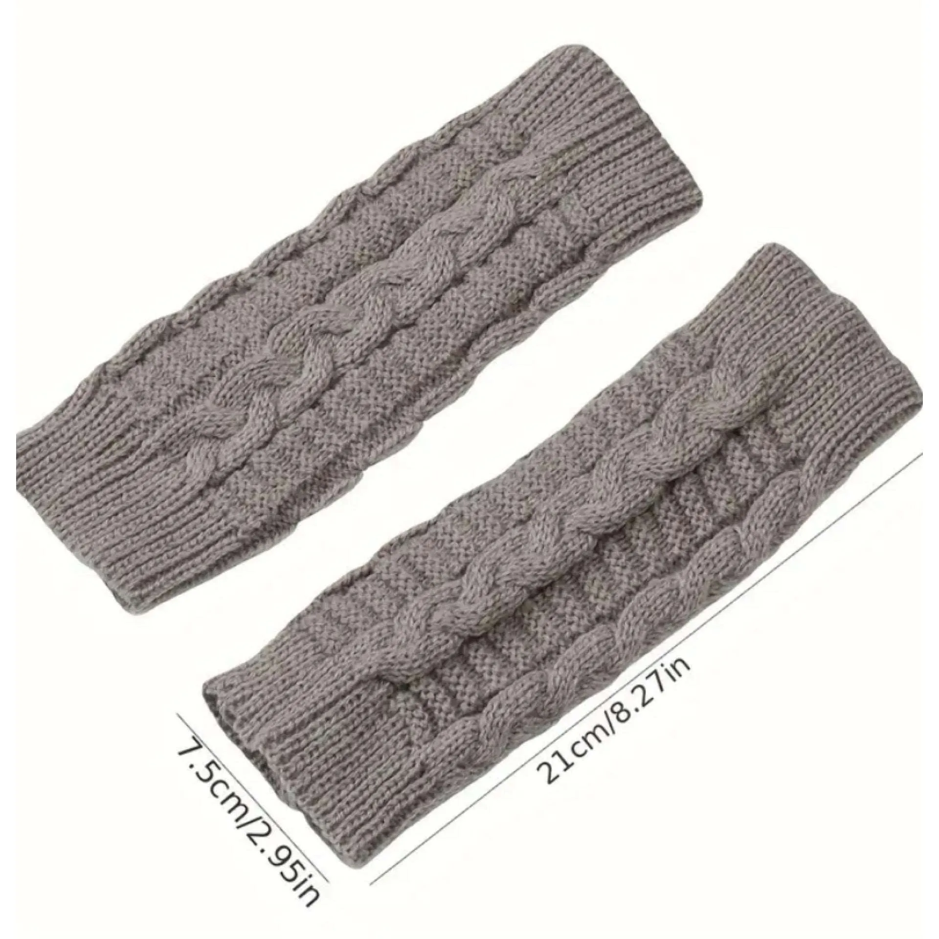 Dark Gray Cable Knit Fingerless Gloves