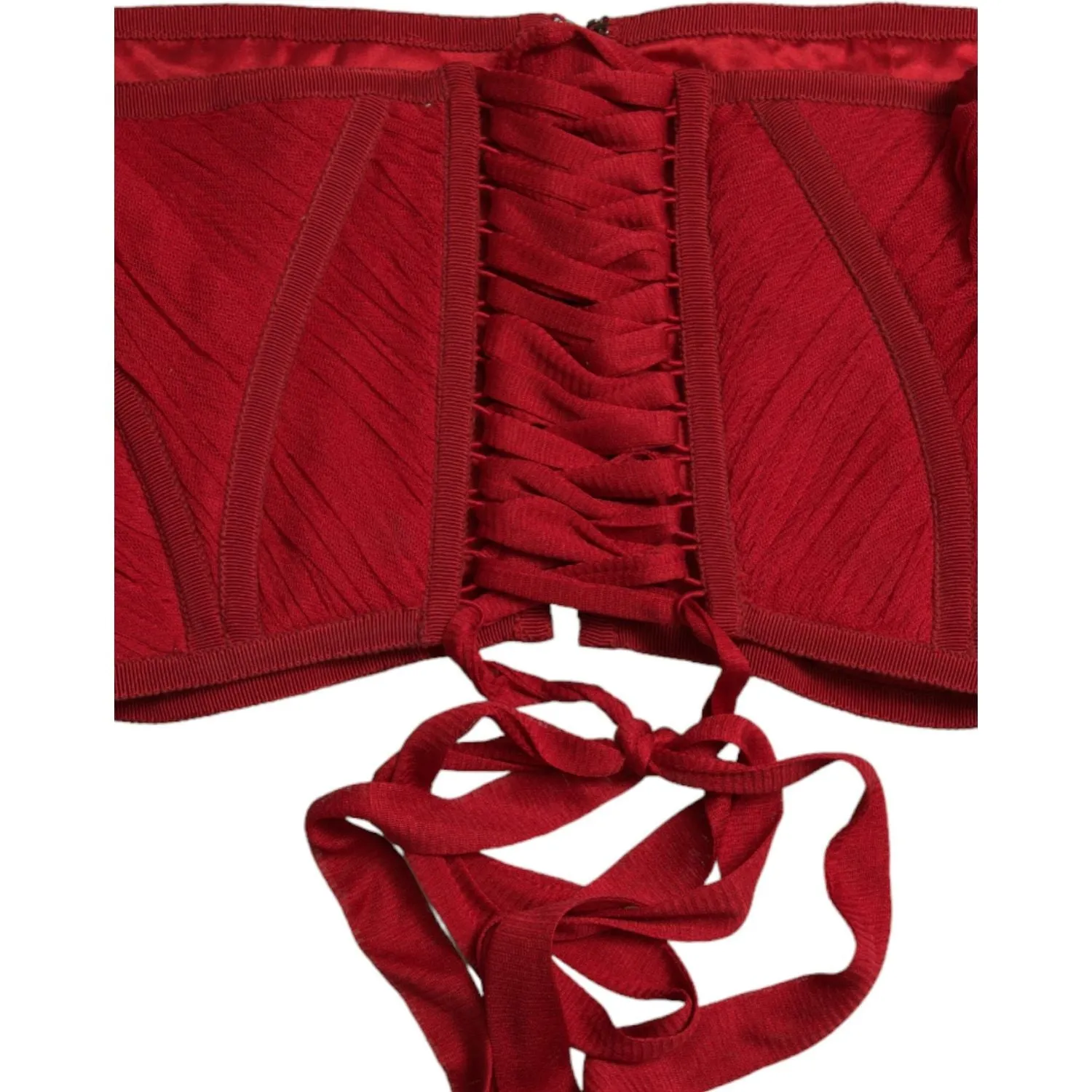 Dolce & Gabbana Silk Corset Waist Belt in Fiery Red