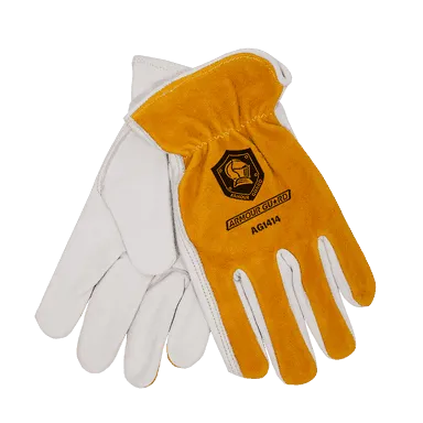 Driving Gloves - Leather Work Gloves - Armour Guard AG-1414 - PPE -Super Premium Pearl Cowhide Palm with Cowhide Split Drivers Glove, Unlined