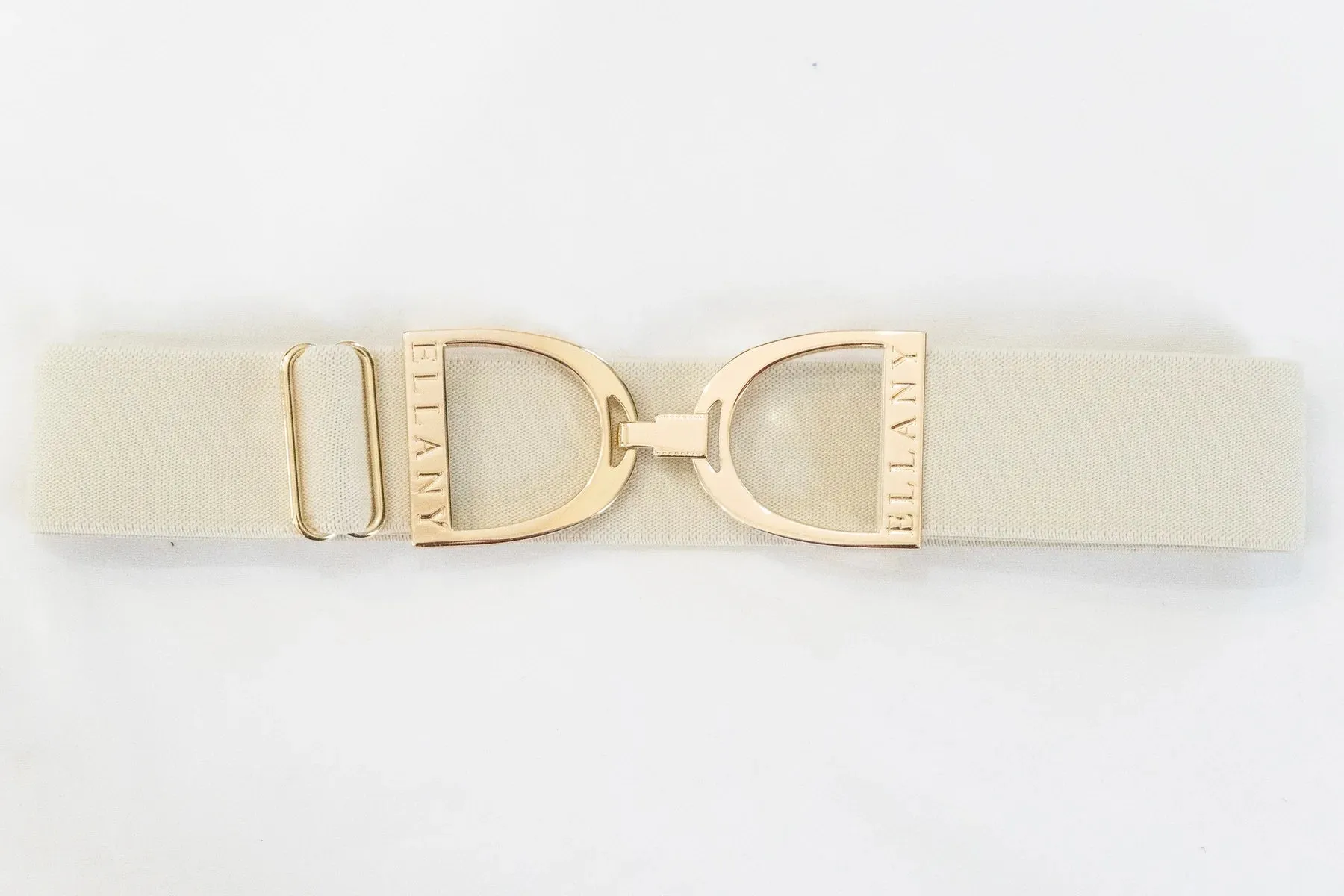 ELLANY - Buttercream - 1.5" Gold Stirrup Elastic Belt