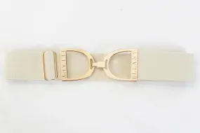 ELLANY - Buttercream - 1.5" Gold Stirrup Elastic Belt