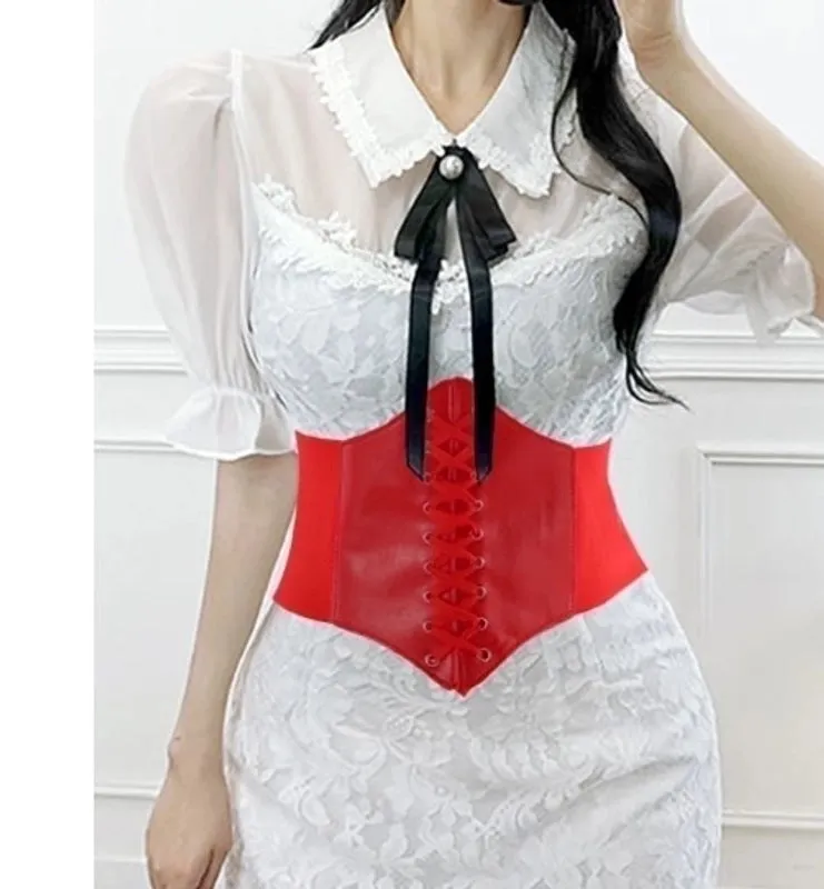 Fashion Solid Color Pu Leather Women's Corset Belts