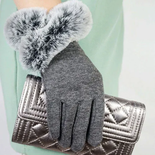 Fashion Women's Thin Winter Fake Rabbit Fur Gloves