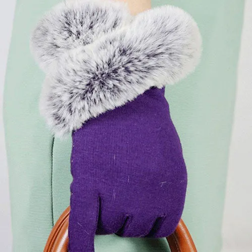 Fashion Women's Thin Winter Fake Rabbit Fur Gloves