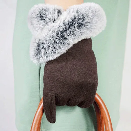 Fashion Women's Thin Winter Fake Rabbit Fur Gloves