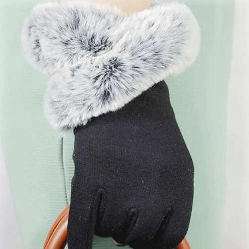 Fashion Women's Thin Winter Fake Rabbit Fur Gloves