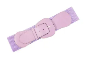 Faux Leather Stretch Belt in Lavender