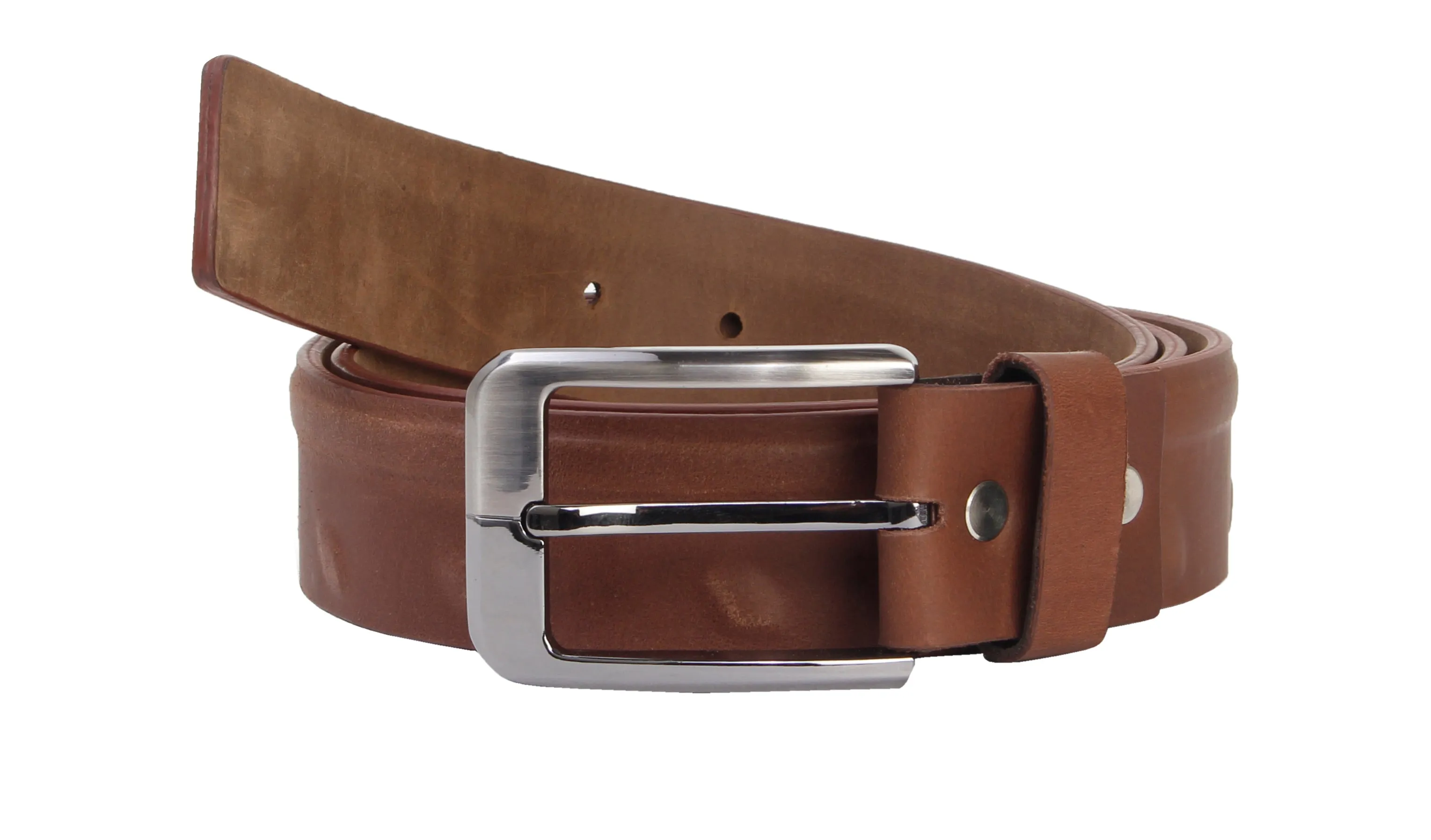 Formal Oillpullup Rib & Emboss Leather Mens belt