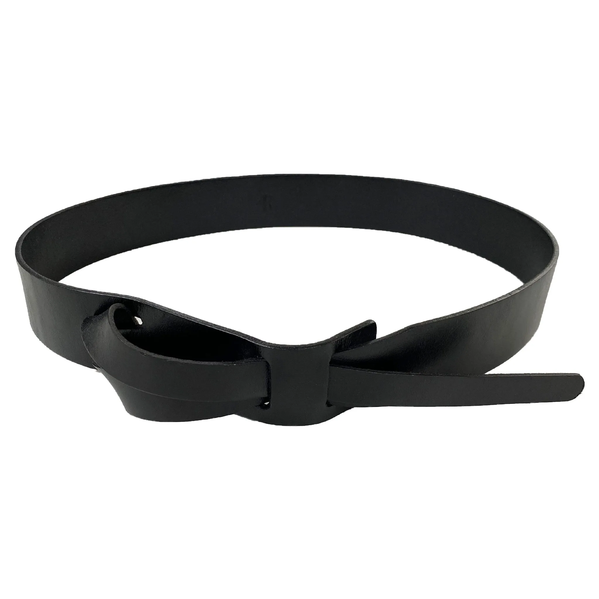 FRESHWATER - Black Genuine Leather Knot Waist belt