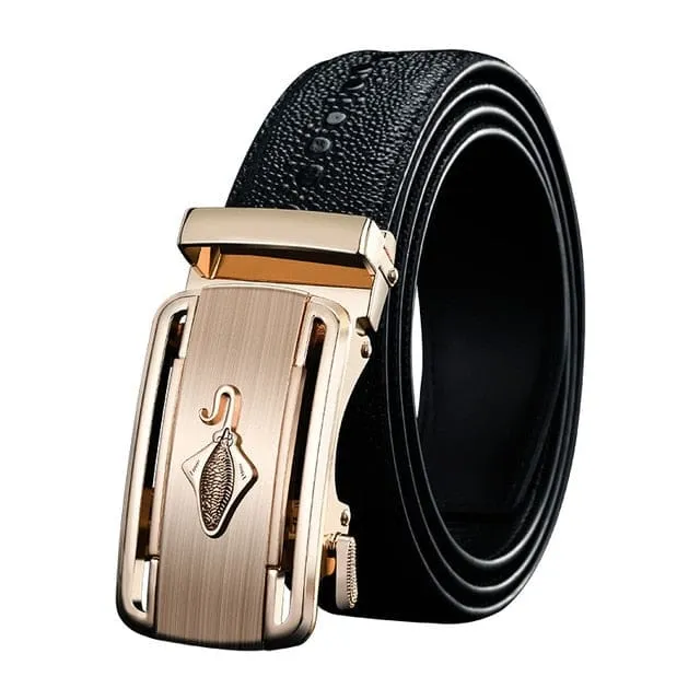 Genuine Luxury Leather Crocodile Pattern Metal Automatic Buckle Belts