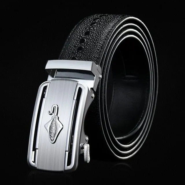 Genuine Luxury Leather Crocodile Pattern Metal Automatic Buckle Belts