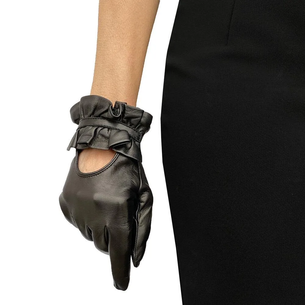 Haylee - Women's Silk Lined Leather Driving Gloves