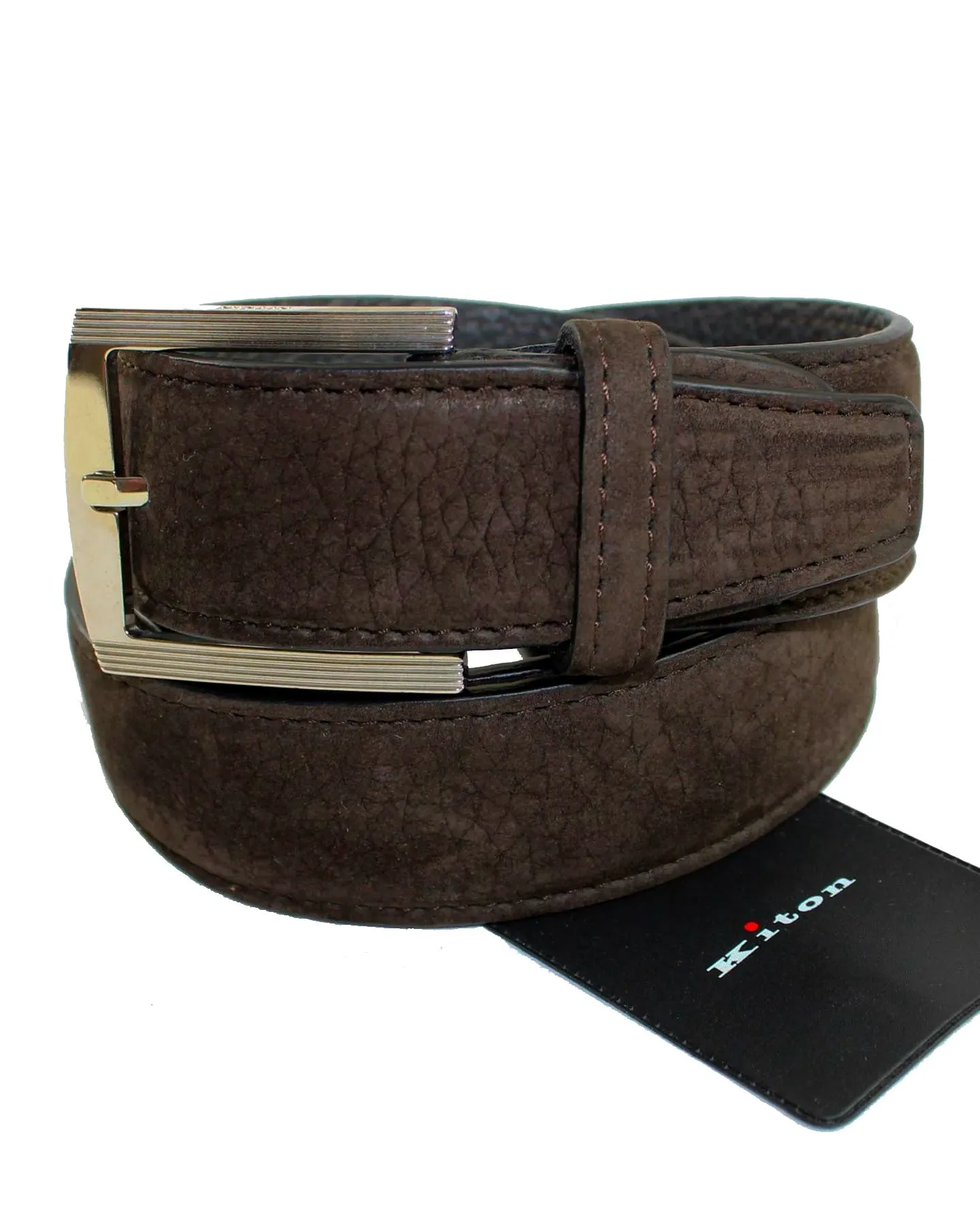 Kiton Belt Dark Brown Suede Leather 110/ 44 Resizable BLACK FRIDAY SALE