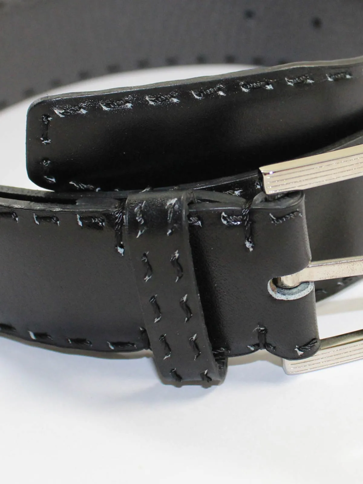 Kiton Belt Solid Black Leather Men Belt 85 / 34