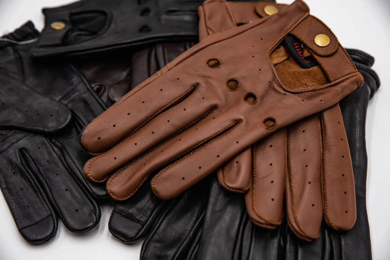 Leather Driving Gloves Men Black