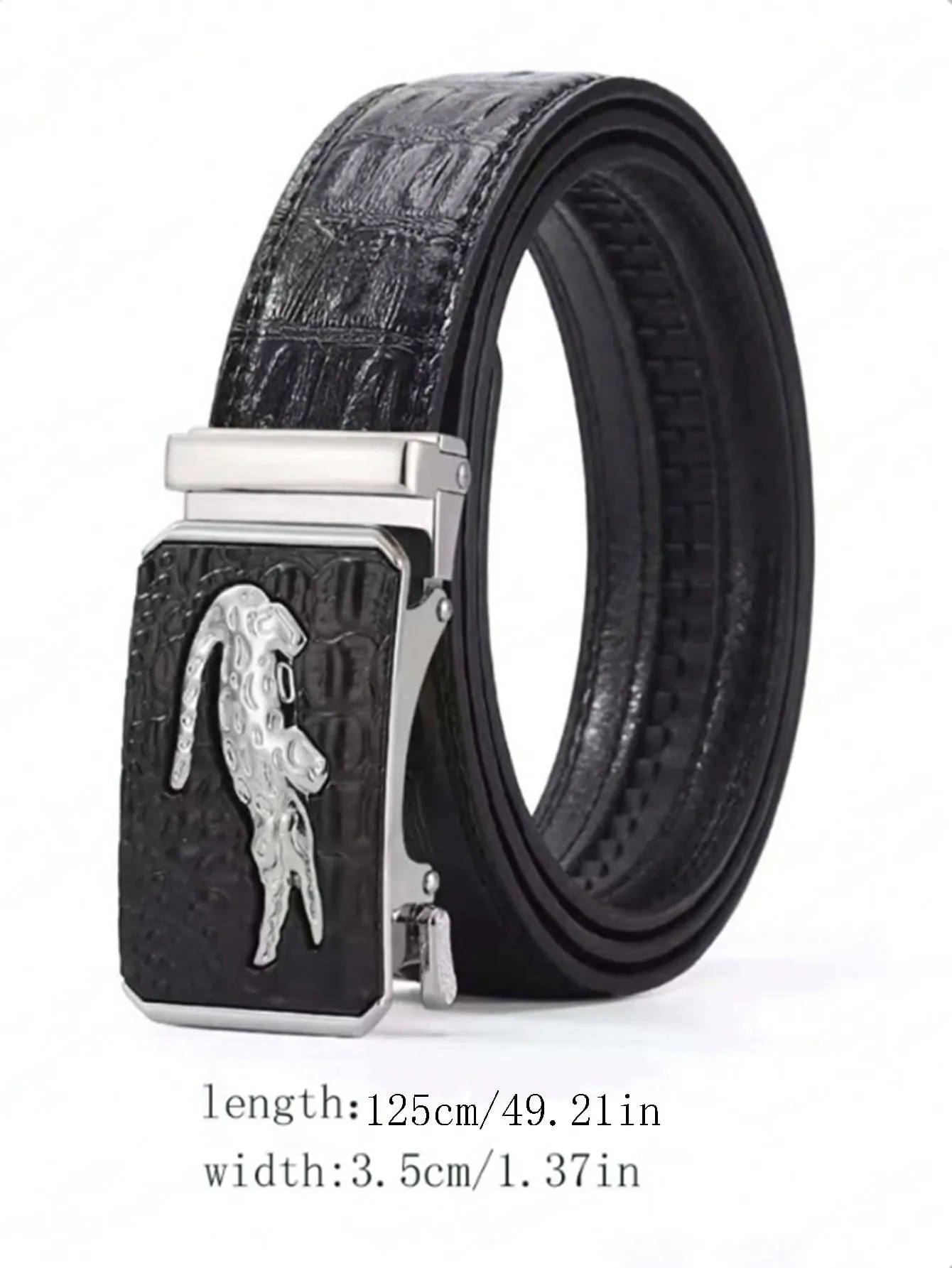 Men Crocodile Embossed Automatic Buckle Business Belt for Daily Life