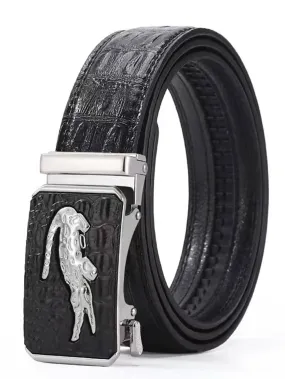 Men Crocodile Embossed Automatic Buckle Business Belt for Daily Life