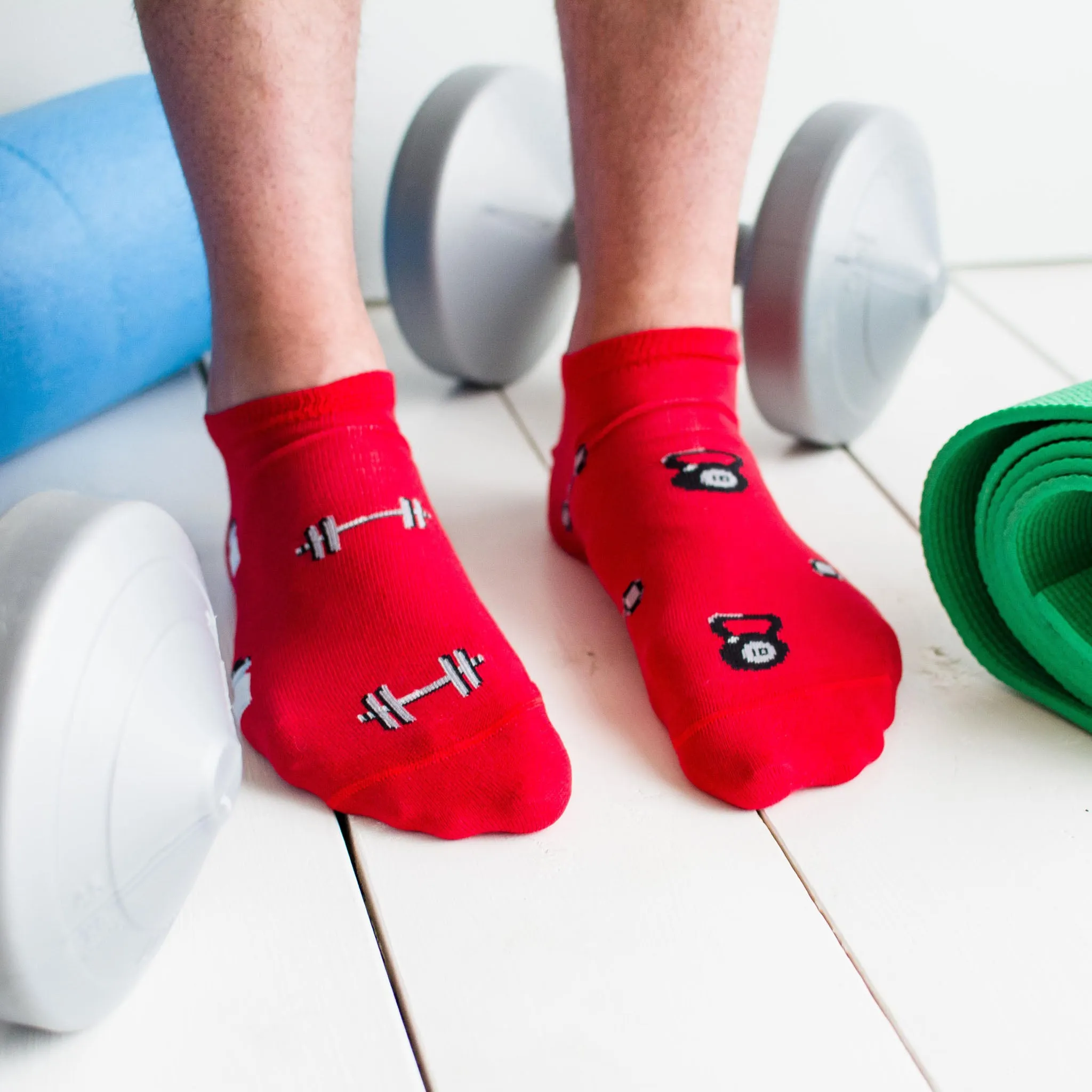 Men's Water Bottle & Weights Ankle Socks