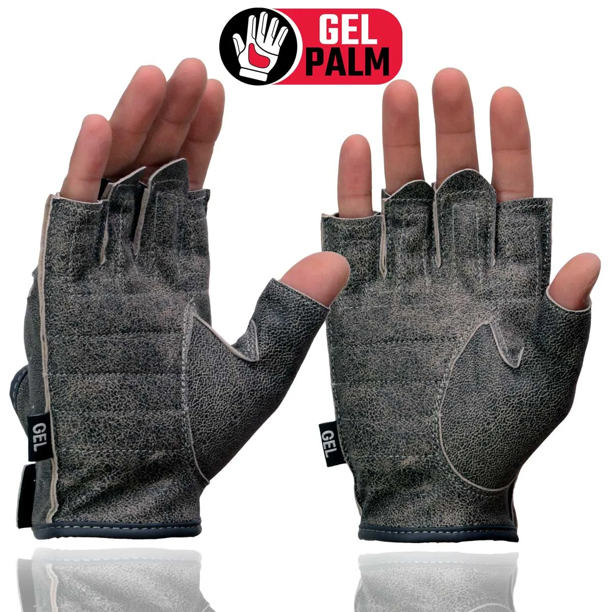 Milwaukee Leather MG7557 Men's Grey Leather Gel Padded Palm Fingerless