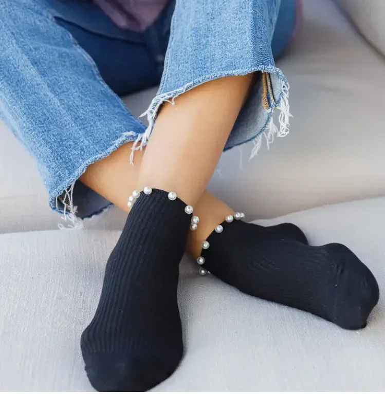 Pearl Ankle Socks -White*