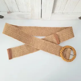 Rattan Stretch Circle Buckle Belt