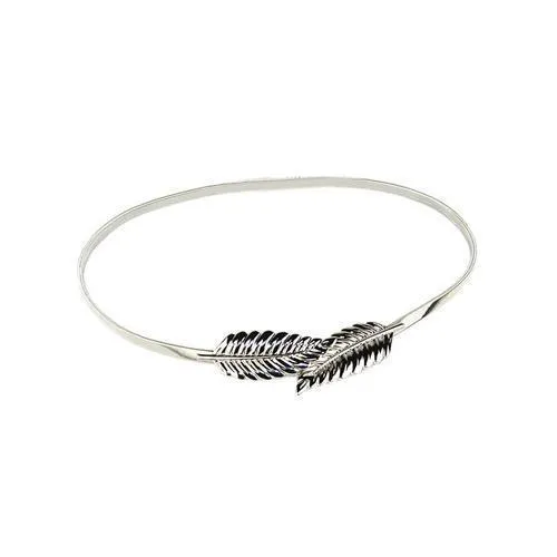 Silver Metallic Leaf Lock Elastic Waist Belt