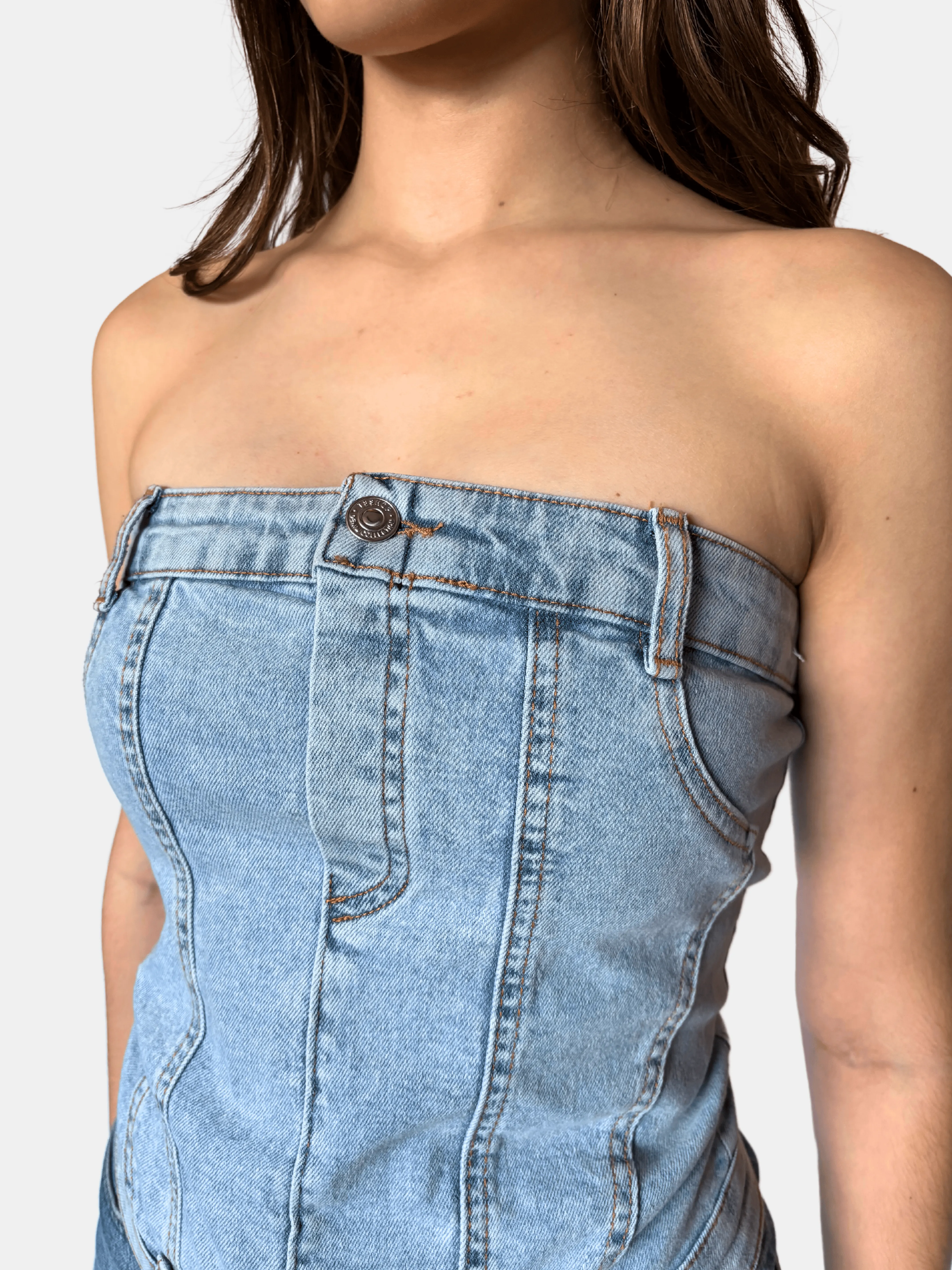 Sloane Strapless Denim Top