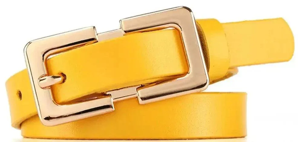 Soft Genuine Leather Ladies Belt with Gold Buckle