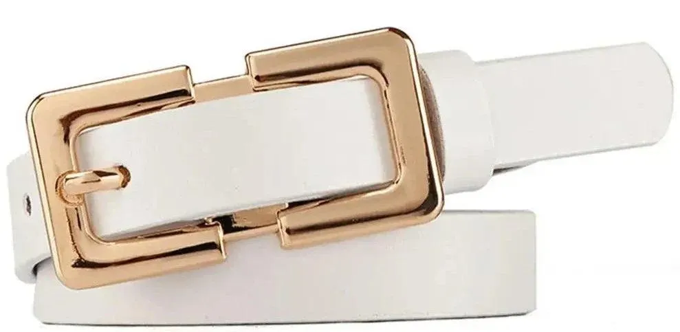 Soft Genuine Leather Ladies Belt with Gold Buckle