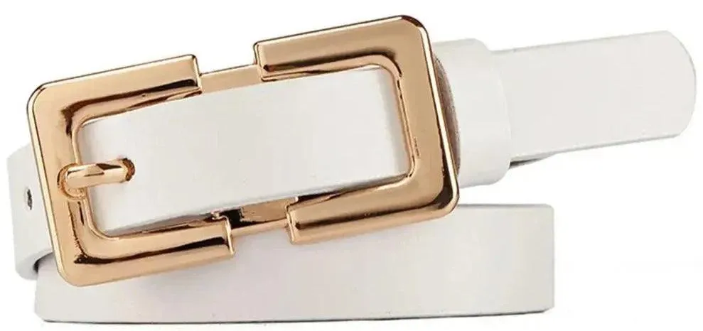 Soft Genuine Leather Ladies Belt with Gold Buckle