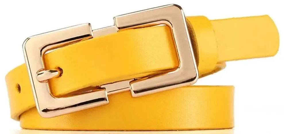 Soft Genuine Leather Ladies Belt with Gold Buckle