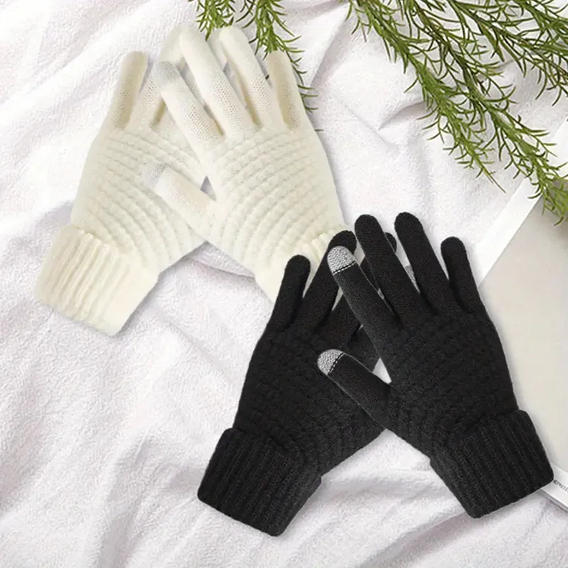 Soft Touchscreen Winter Gloves Elastic Cuff Knit for Cold Weather