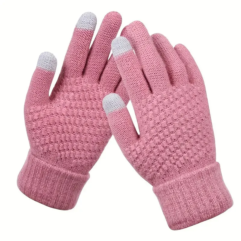 Soft Touchscreen Winter Gloves Elastic Cuff Knit for Cold Weather